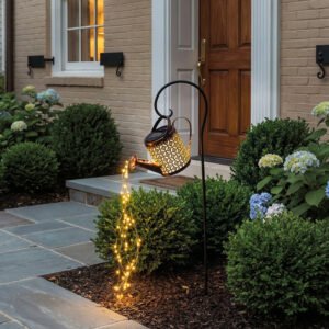 Solar Outdoor Watering Can Waterfall Garden Lamp