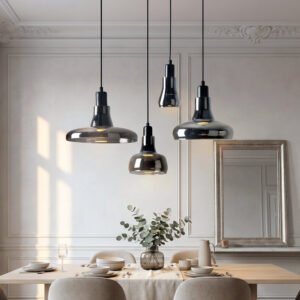 Island Mini Shiny Gray Glass Pendant Lights