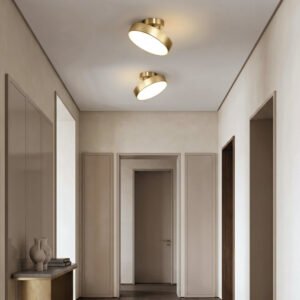 Round Copper Golden Ceiling Lamp