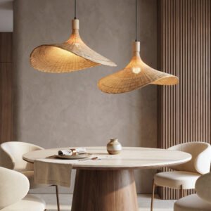 Vintage Handmade Bamboo Wicker Pendant Light