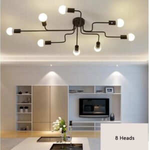 Retro Wrought Iron Multiple Rod Pole Chandelier