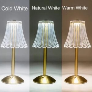 Floral Glass Cordless Table Lamp