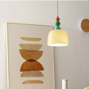 Modern Glass Wood Bowl Pendant Light