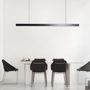 Wood Linear Suspension Chandelier Black White