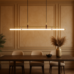 Minimalist Tube and Leather Pendant Light