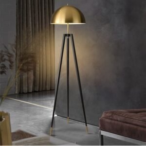 Vintage Standing Tripod Gold Mushroom Lamp