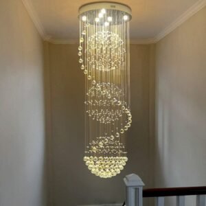 Modern Long LED Spiral Living Crystal Chandeliers