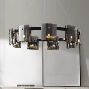 Scandinavian Square Glass Round Ceiling Chandelier
