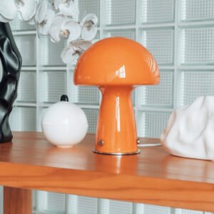 Danish Orange Glass Table Lamp